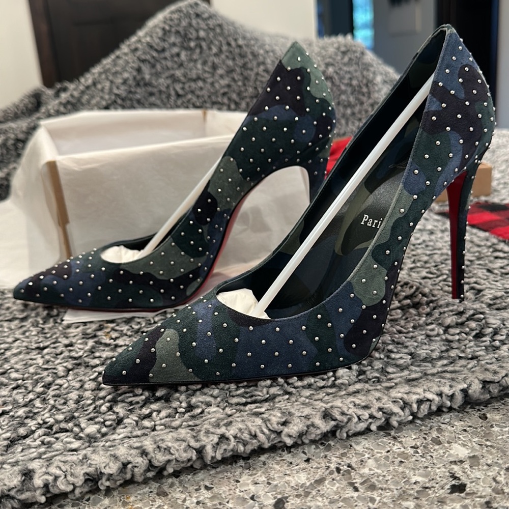 Christian Louboutin 100 mm Kate Plume camo heels